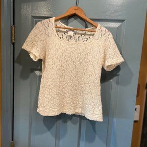 LIA vintage lace short sleeved top L, ivory